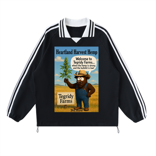 Contrast Striped Lapel Collar Sweatshirt