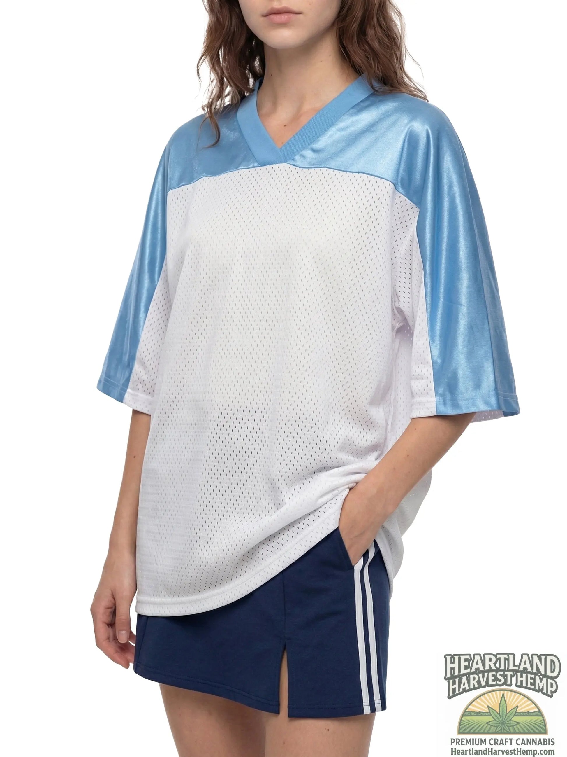 Oversized Mesh V-Neck Soccer Jersey ODMPOD
